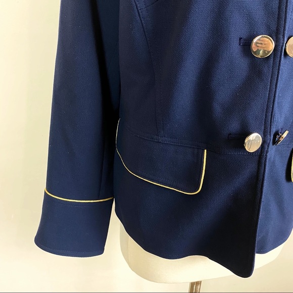 Chico's Navy Blue Military Jacket Gold Button |h20 - Picture 8 of 13